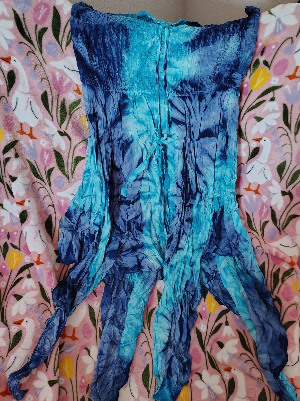 India Boutique Blue Tie-Dye Strapless Dress
